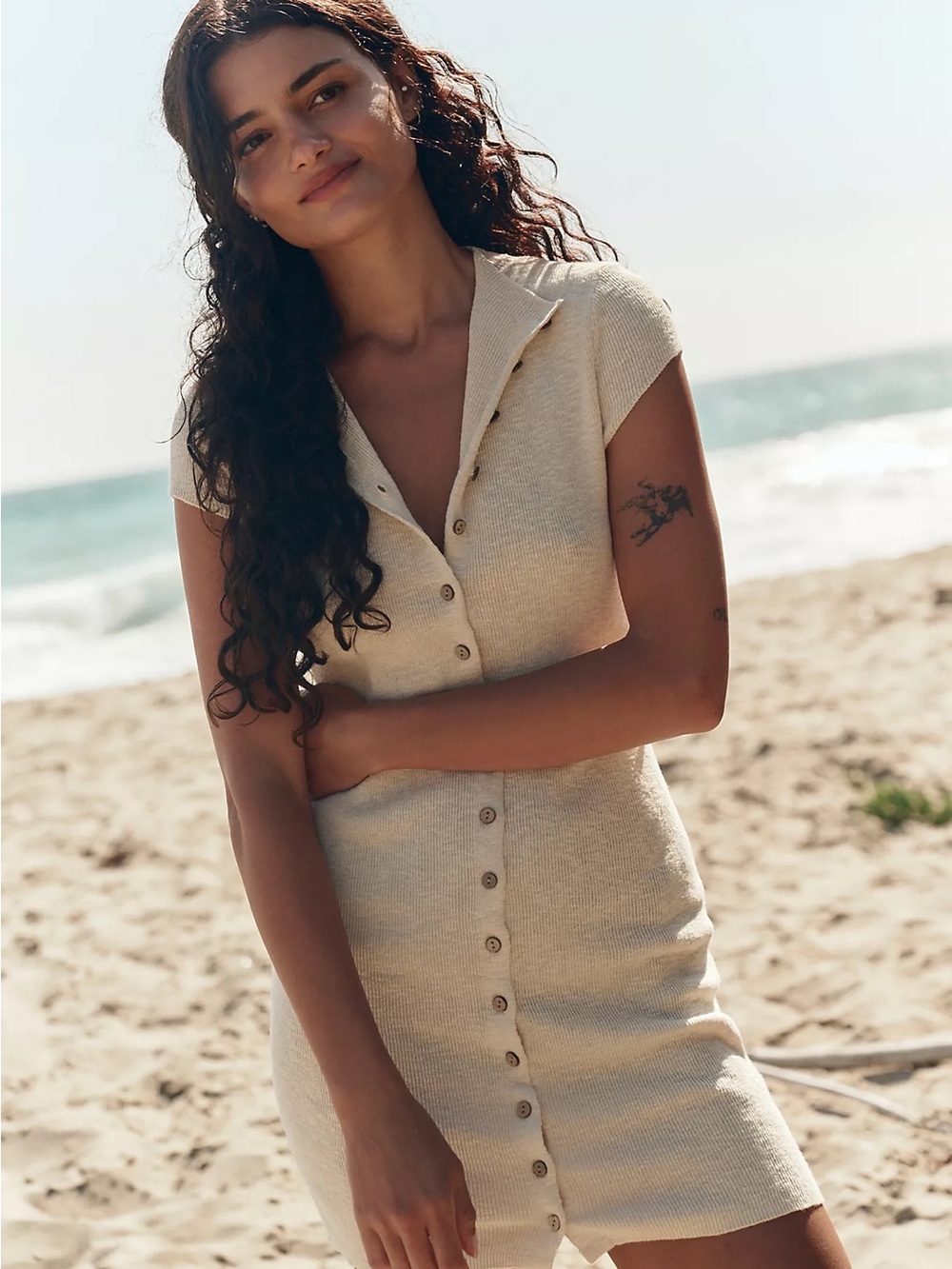 Free People Jameson Cotton-Linen Sweater Mini Dress